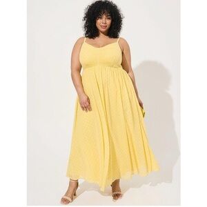 Torrid Yellow Maxi Chiffon Pleated Dress Size 3